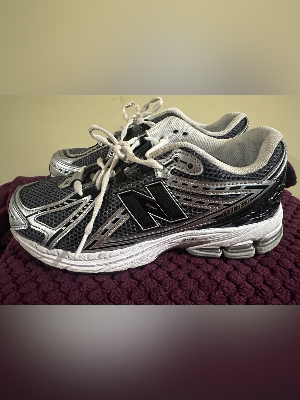 Kids New Balance Black, Gray and White Sneakers